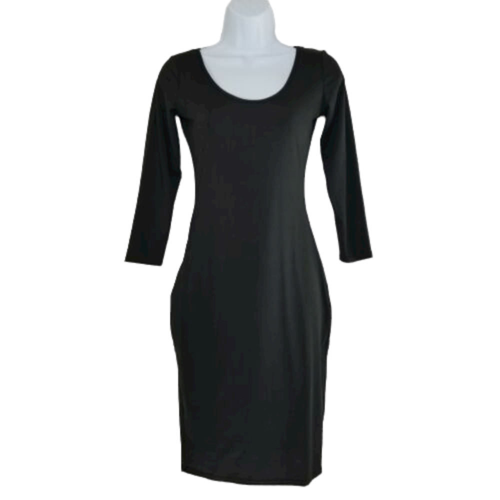 Vestidos Little Black Dress Small Long Sleeve Form Fitting Stretch Bodycon New